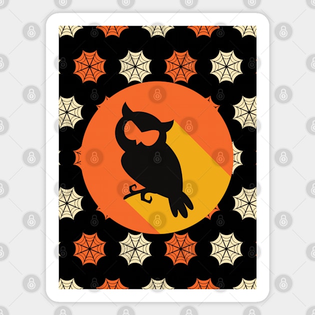 Owl Orange Moon Magnet by Kiyiya Designs